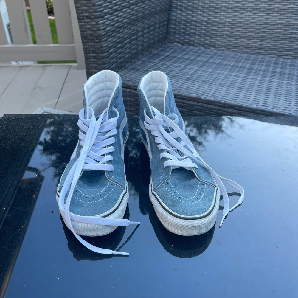 Vans Blue and White High-Top Sneakers